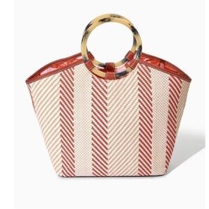 NWT Stella & dot  summer days woven tote Red and Cream vacation summer  …